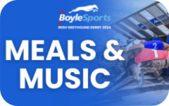 Click here to learn about what's on during the BoyleSports Irish Greyhound Derby including entertainment, food & drink 