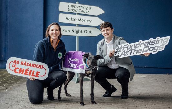 Jo Blake (Rehoming co-ordinator IRGT (Irish Retired Greyhound Trust)), Ambassadog Sergio were joined by Kieron O’Neill (Greyhound Racing Ireland Benefit Nights Sales Team) to launch this year’s series of free admission open evenings from 9th – 11th November across Greyhound Racing Ireland stadia nationwide “Ag Rásaíocht Le Cheile, An Open Evening with Greyhound Racing Ireland”. This is the 3rd year GRI (Greyhound Racing Ireland) have hosted these evenings 