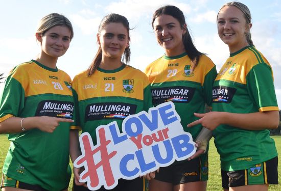 Members of St. Josephs Ladies Football Club pictured as they receive their new jerseys following their win in the nationwide Love Your Club competition. The club received a €5,000 jersey sponsorship with Mullingar Greyhound Stadium as their new title sponsor. 