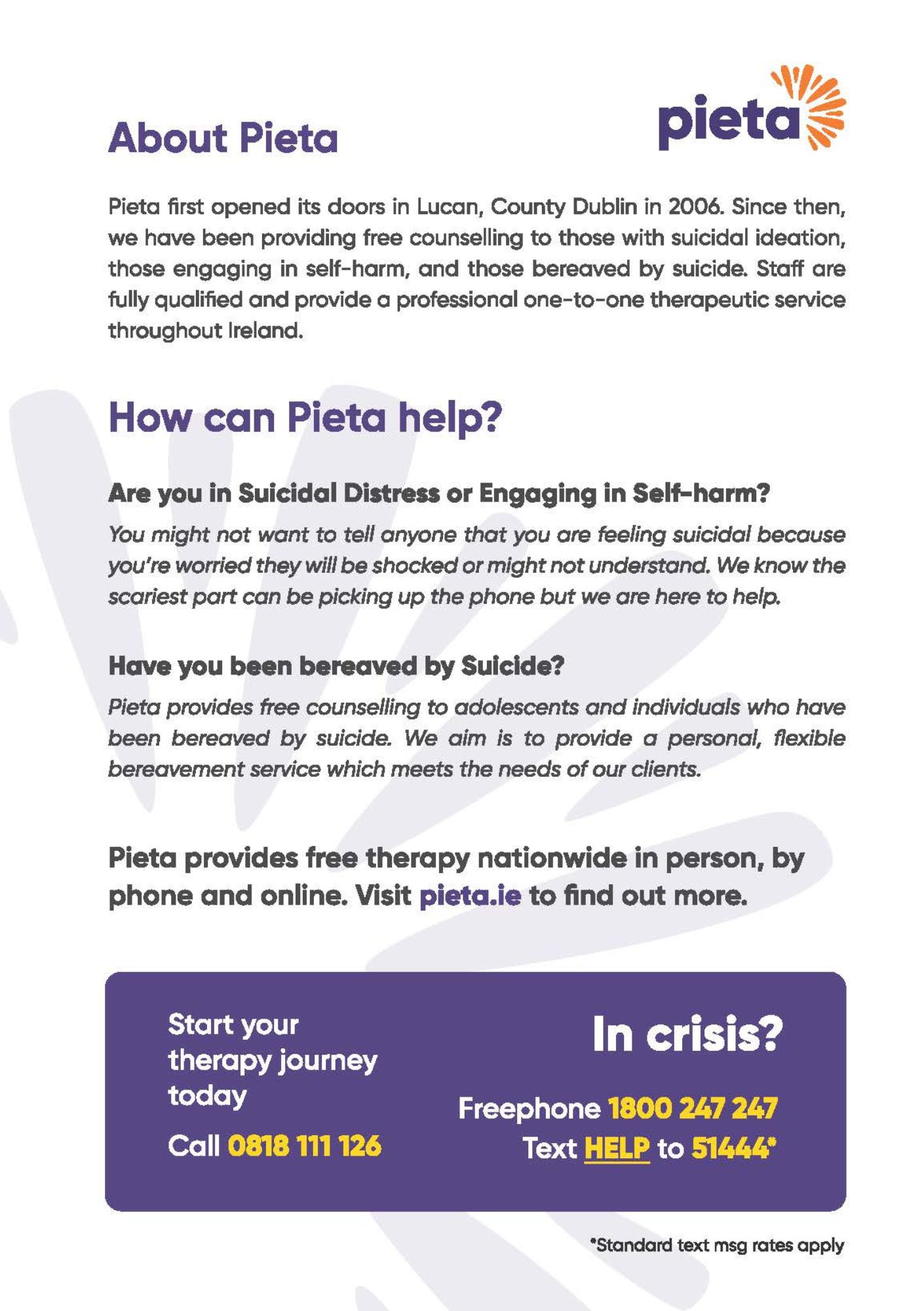 You are not alone. Pieta House are here to help if you need someone to talk to. 